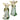 Two angel figurines with gold wings and halos, one holding a gold lute and the other a gold number 2, both wearing flowing silver and green robes, shown on a plain white background.