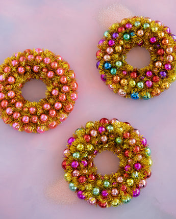 16" Glass Tinsel Ball Wreath (Sold Separately)