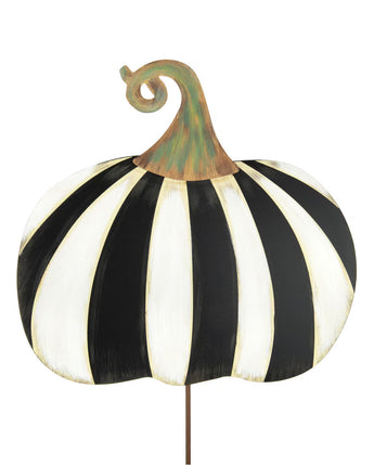 14" Black and White Striped Pumpkin