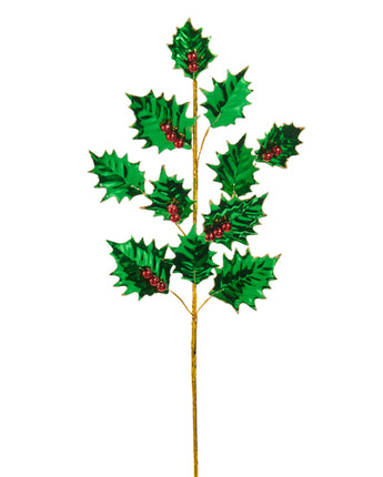 24.5" Red and Green Foil Holly Spray