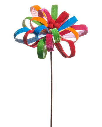 22" Bright Multicolor Loop Flower Stem