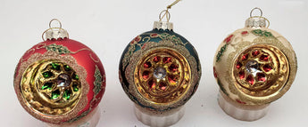 3.5" Holly Reflector Ball Ornament (Sold Separately)