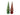 Two decorative Christmas tree lights shaped like tapered candy canes, one green with gold glitter stripes and one red with gold glitter stripes, each mounted on a matching glittery cylindrical base, shown against a plain white background.