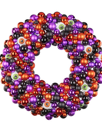 26" Mixed Ball and Glittered Eyeball Wreath
