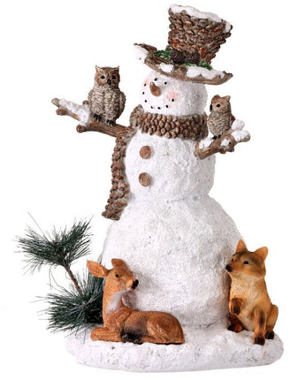11" Resin Forest Snowman with Friends