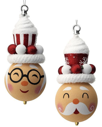 10" Mr & Mrs. Claus Face Ornament (Sold Separately)