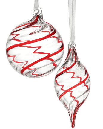Glass Swirl Peppermint Ornament (Sold Separately)