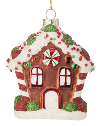 3.5" Glass Holiday Sweets Gingerbread House Ornament