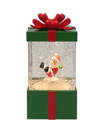 6" Santa in Package Water Globe