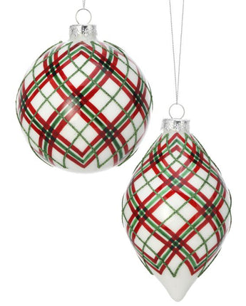 4.5" Glass Plaid Ornament (Sold Separately)