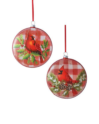 5" Glass Plaid Cardinal Disk (Sold Separately)