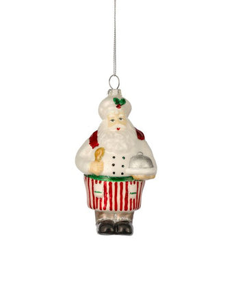 5" Glass Baking Santa Ornament