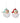 Two vintage-style Christmas glass ornaments shaped like Santa's faces, hanging side by side against a light gray background. One ornament has a light blue hat with red and white stripes, and the other has a red hat with green and white stripes.