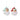 Two vintage-style Christmas glass ornaments shaped like Santa's faces, hanging side by side against a light gray background. One ornament has a light blue hat with red and white stripes, and the other has a red hat with green and white stripes.