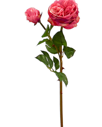 Natural Touch Cabbage Rose with Bud 24"