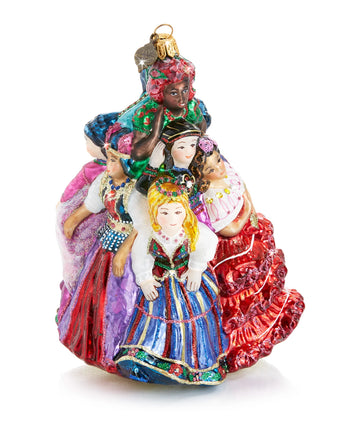 Nine Ladies Dancing Glass Ornament