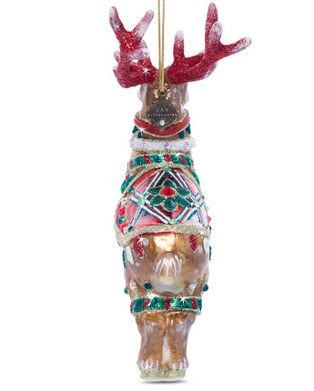 Comet Reindeer Glass Ornament