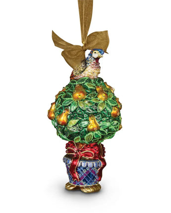 Partridge in a Pear Tree Glass Ornament