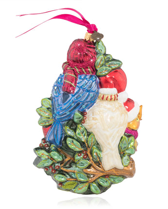 Four Calling Birds Glass Ornament