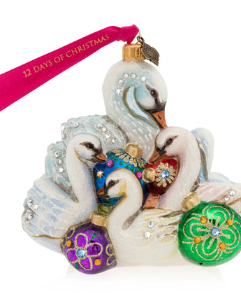Seven Swans A Swimming Glass Ornament