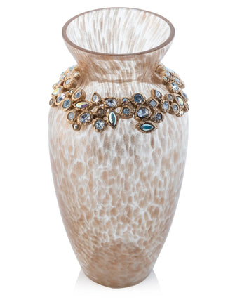 8" Norah Bejeweled Vase-White Opal