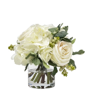 9" Hydrangea and Roses in Vase