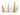 Six decorative miniature Christmas trees in assorted metallic and frosted finishes, including gold, silver, white, and iridescent gold, arranged in a row against a plain white background.
