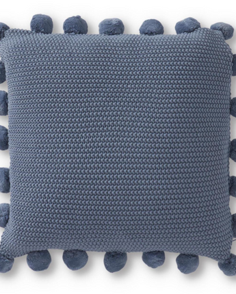Moss Stitch Knit Pillow with Pompoms 20"