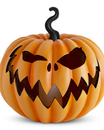 13" Orange Resin LED Flicker Flame Jack-O-Lantern