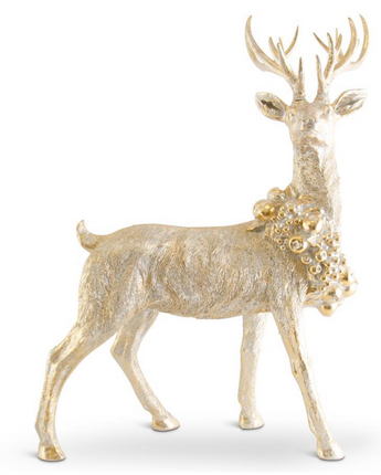 Gold Standing Antique Resin Deer 40"