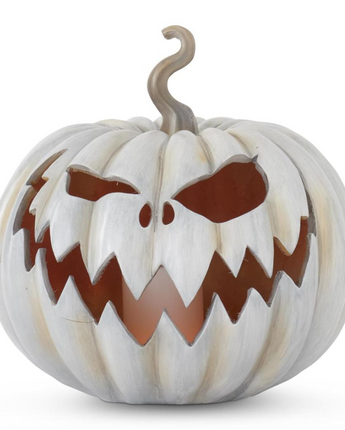 Gray Resin LED Flicker Flame Jack-O-Lantern 13"