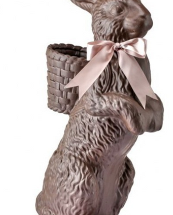 35" Resin Chocolate Standing Bunny with Basket (Not Eligible for Shipping)