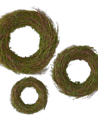 10"-19.5" Twig & Moss Leaves Wreath (Sold Separately)
