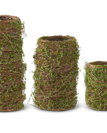 7.5"-16.5" Twig & Moss Leaves Vases (Sold Separately)