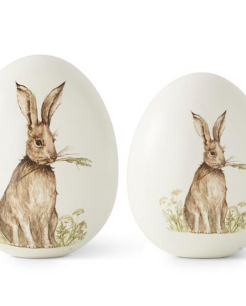 White Ceramic Tabletop Eggs with Bunny (Sold Separately)
