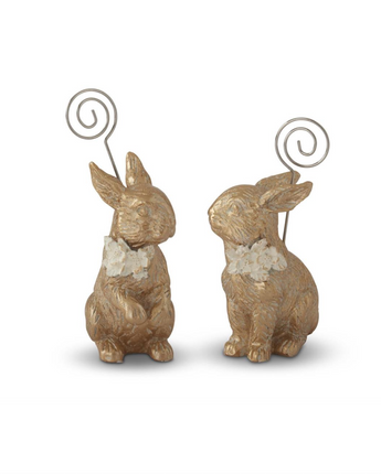 4.75" Gold Resin Easter Bunny Place Card Holder (Sold Separately)