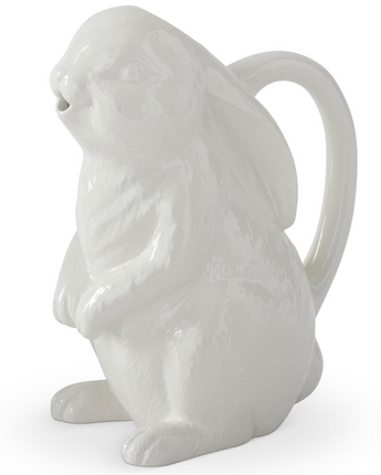 9.75" White Ceramic Easter Bunny Pitcher