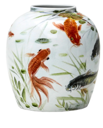 9" Handpainted Fish Pot