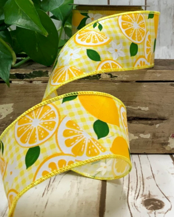 2.5" Linen Check Lemons