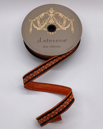1" Metallic Dupioni Orange Copper Center Trim