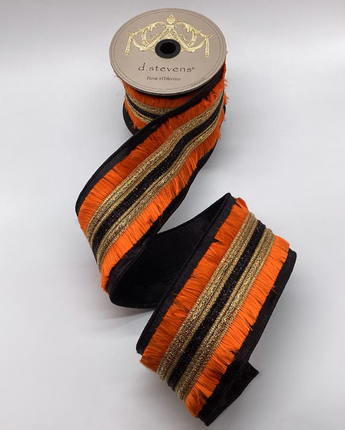 3.5" Metallic Dupioni Orange Fringe Center Trim