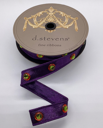 1" Metallic Dupioni Jewel Center Trim Ribbon