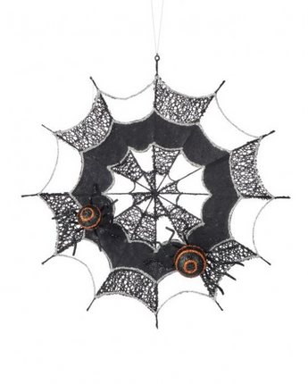 16" Glitter Spider Web with Spiders