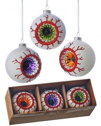 3" Glass Halloween Eyeball Ornaments (Box of 3)