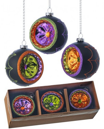 3" Glass Spooky Reflector Ornament (Box of 3)