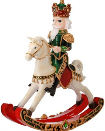 20" Resin Royal Jeweled Nutcracker Rocking Horse