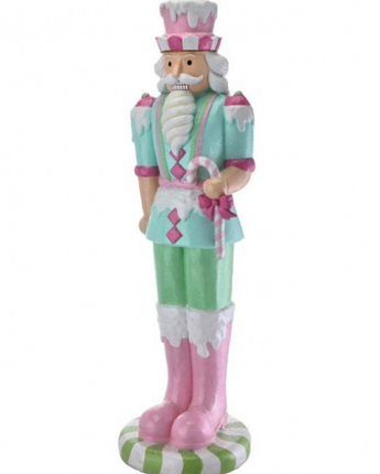 49" Outdoor Pastel Peppermint Candy Nutcracker