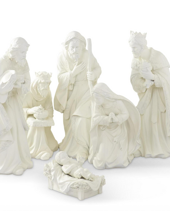 Resin Nativity Figures with Cream Finish (Set of 6) (Not Eligible for Shipping)