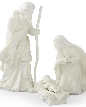 Resin Nativity Figures with Cream Finish (Set of 3)