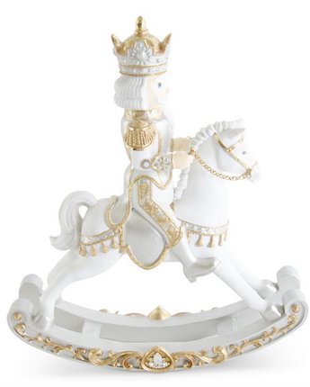 20" Resin Glittered Nutcracker on Rocking Horse